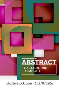 Color square composition with text. Geometric abstract background. Vector illustration