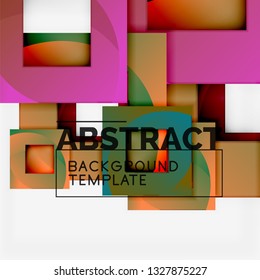 Color square composition with text. Geometric abstract background. Vector illustration