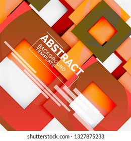 Color square composition with text. Geometric abstract background. Vector illustration