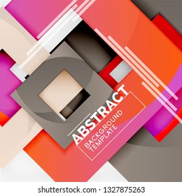 Color square composition with text. Geometric abstract background. Vector illustration