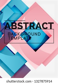 Color square composition with text. Geometric abstract background. Vector illustration