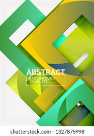 Color square composition with text. Geometric abstract background. Vector illustration