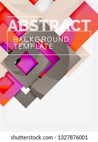 Color square composition with text. Geometric abstract background. Vector illustration
