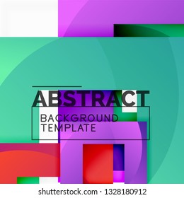 Color square composition with text. Geometric abstract background. Vector illustration