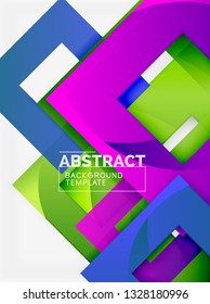 Color square composition with text. Geometric abstract background. Vector illustration