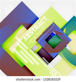 Color square composition with text. Geometric abstract background. Vector illustration