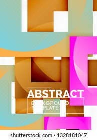 Color square composition with text. Geometric abstract background. Vector illustration