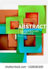 Color square composition with text. Geometric abstract background. Vector illustration