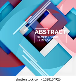 Color square composition with text. Geometric abstract background. Vector illustration