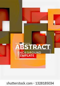 Color square composition with text. Geometric abstract background. Vector illustration