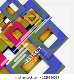 Composición cuadrada de color con texto. Fondo abstracto geométrico. Ilustración del vector
