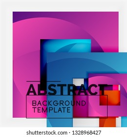 Color square composition with text. Geometric abstract background. Vector illustration