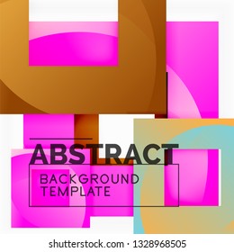 Color square composition with text. Geometric abstract background. Vector illustration