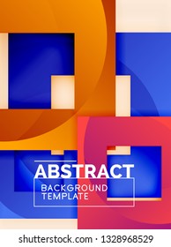 Color square composition with text. Geometric abstract background. Vector illustration