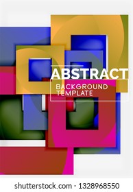 Color square composition with text. Geometric abstract background. Vector illustration