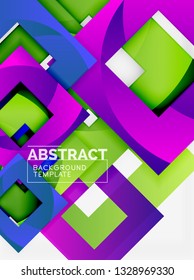 Color square composition with text. Geometric abstract background. Vector illustration