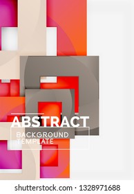 Color square composition with text. Geometric abstract background. Vector illustration