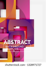 Color square composition with text. Geometric abstract background. Vector illustration