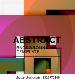 Color square composition with text. Geometric abstract background. Vector illustration