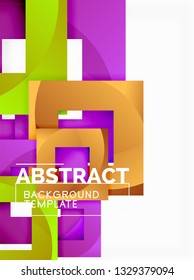 Color square composition with text. Geometric abstract background. Vector illustration