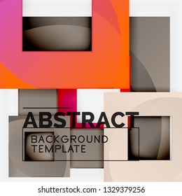 Color square composition with text. Geometric abstract background. Vector illustration