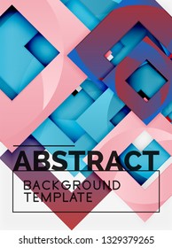 Color square composition with text. Geometric abstract background. Vector illustration