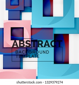 Color square composition with text. Geometric abstract background. Vector illustration