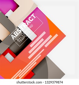 Color square composition with text. Geometric abstract background. Vector illustration
