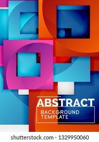 Color square composition with text. Geometric abstract background. Vector illustration