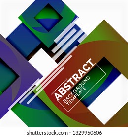 Color square composition with text. Geometric abstract background. Vector illustration
