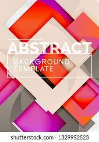 Color square composition with text. Geometric abstract background. Vector illustration
