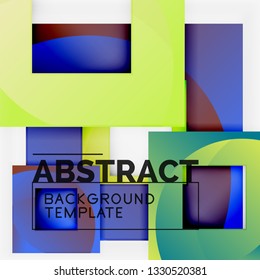 Color square composition with text. Geometric abstract background. Vector illustration