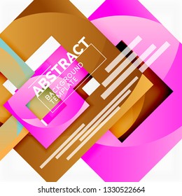 Color square composition with text. Geometric abstract background. Vector illustration
