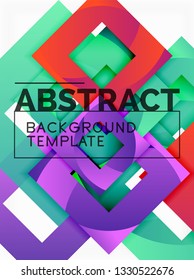 Color square composition with text. Geometric abstract background. Vector illustration