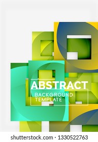 Color square composition with text. Geometric abstract background. Vector illustration