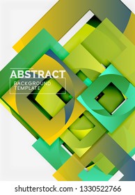 Color square composition with text. Geometric abstract background. Vector illustration