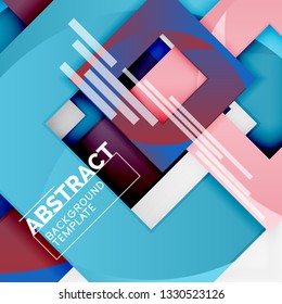 Color square composition with text. Geometric abstract background. Vector illustration