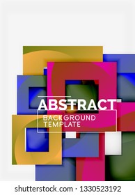 Color square composition with text. Geometric abstract background. Vector illustration