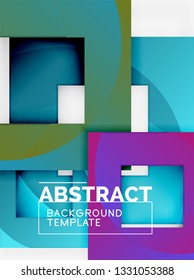 Color square composition with text. Geometric abstract background. Vector illustration