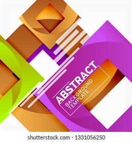 Color square composition with text. Geometric abstract background. Vector illustration