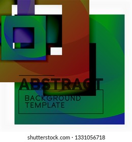 Color square composition with text. Geometric abstract background. Vector illustration