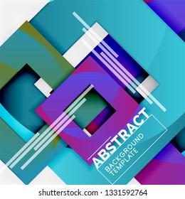Composición cuadrada de color con texto. Fondo abstracto geométrico. Ilustración del vector