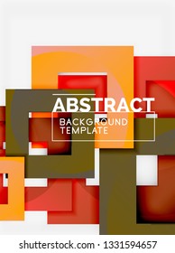 Color square composition with text. Geometric abstract background. Vector illustration