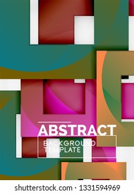 Composición cuadrada de color con texto. Fondo abstracto geométrico. Ilustración del vector