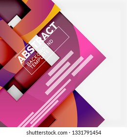 Color square composition with text. Geometric abstract background. Vector illustration