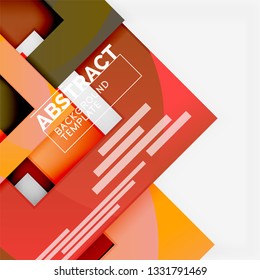 Color square composition with text. Geometric abstract background. Vector illustration