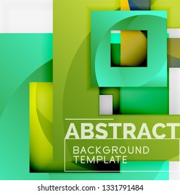 Color square composition with text. Geometric abstract background. Vector illustration
