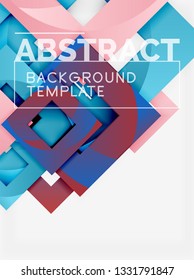 Color square composition with text. Geometric abstract background. Vector illustration