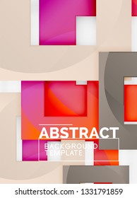 Color square composition with text. Geometric abstract background. Vector illustration