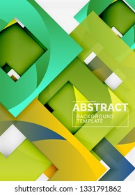 Color square composition with text. Geometric abstract background. Vector illustration